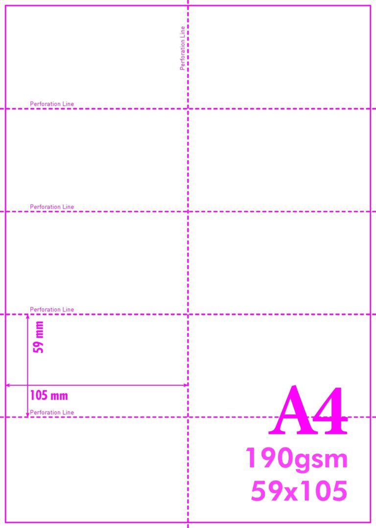 A4-190GSM/2/10 - 190GSM MICRO PERFORATED CARDS (10 per SHEET) - VARIOUS ...