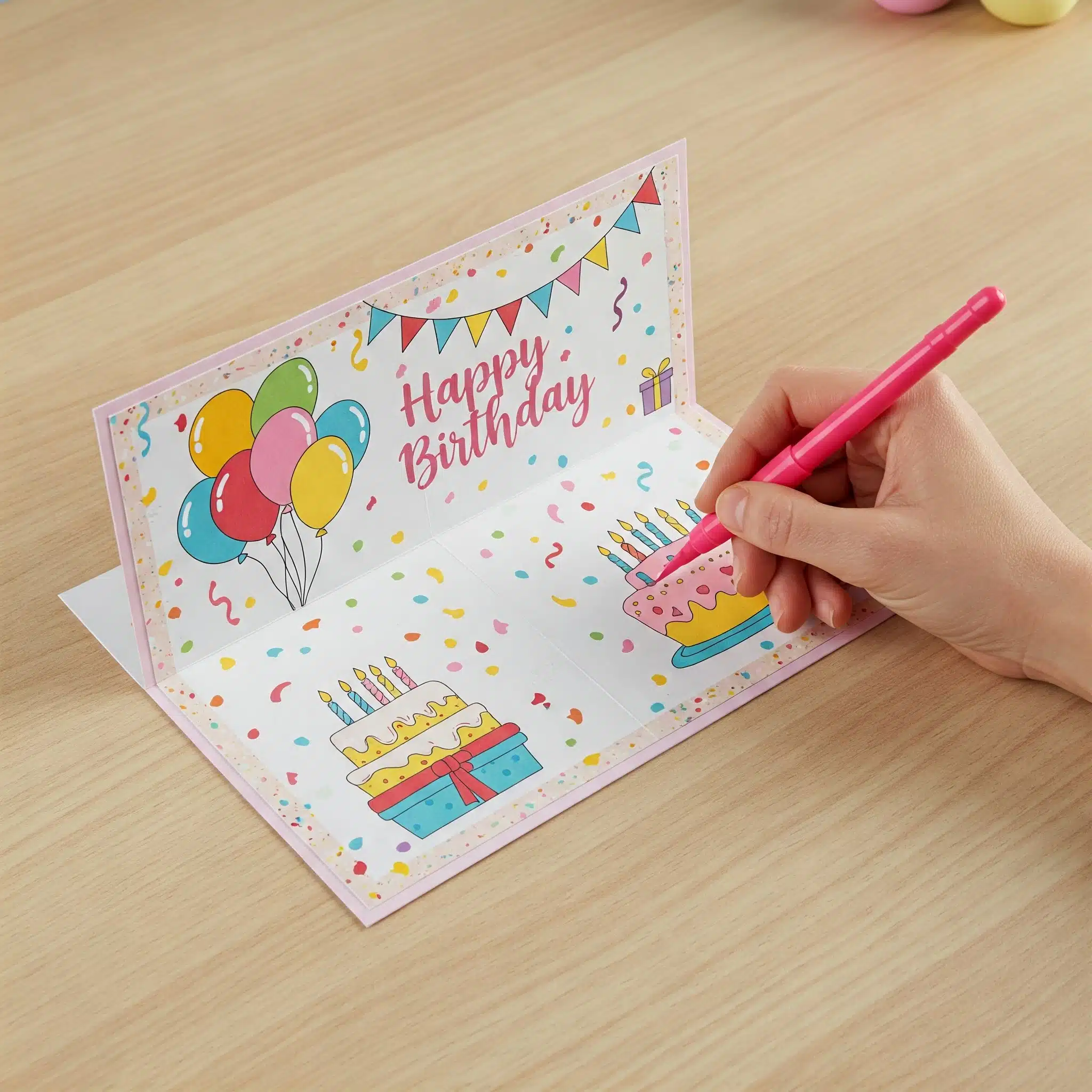 Close-up of pre-scored card showing the fold line