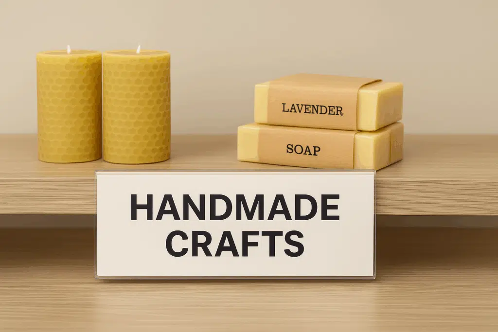 Shelf Edge Label with Homemade Soap Crafts
