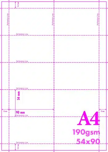 A4-190GSM/4/10 - 190GSM MICRO PERFORATED CARDS (10 per SHEET) - VARIOUS PACK SIZES