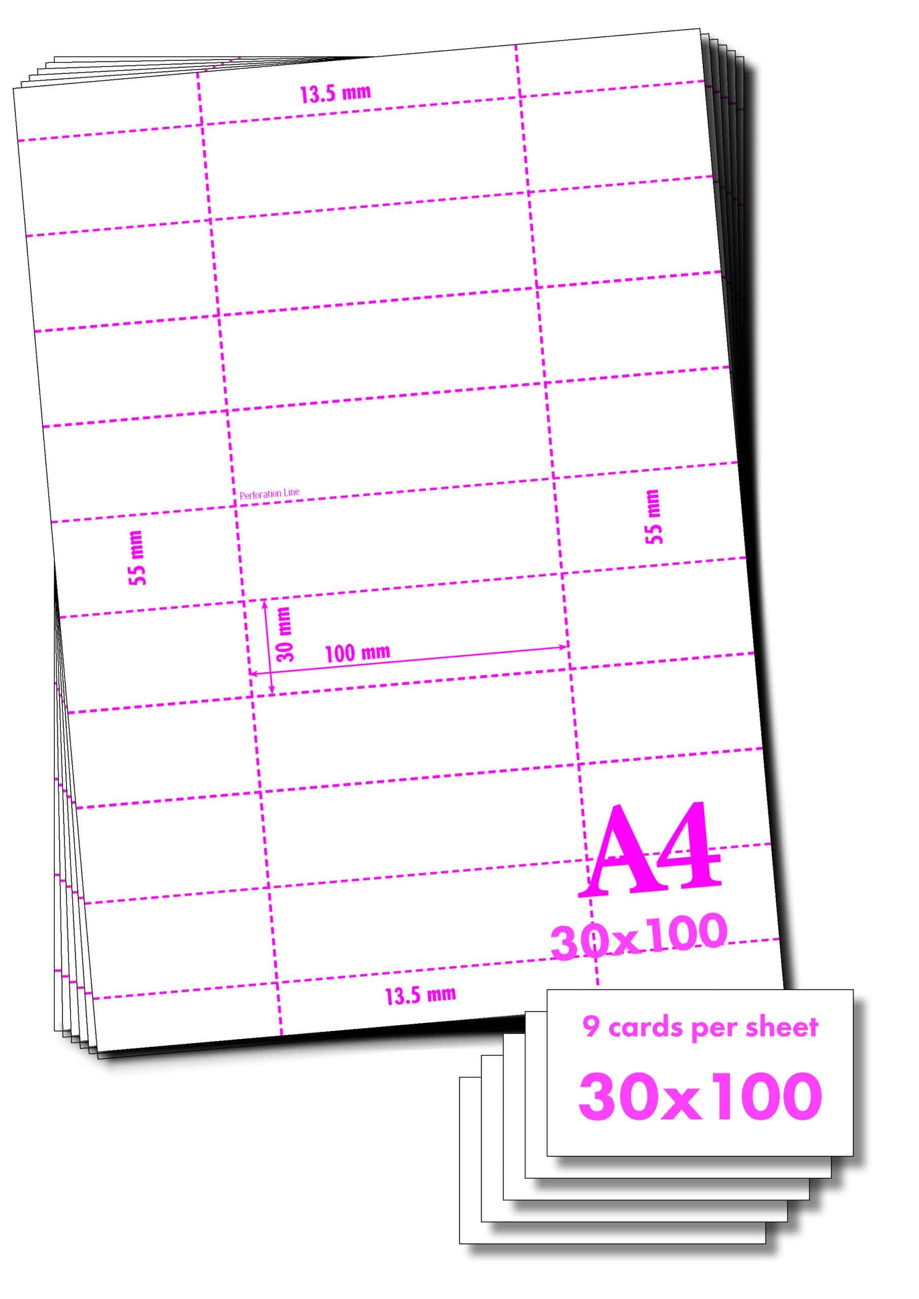 A4-190GSM/1/9 - 190GSM PERFORATED A4 PAPER - 9 per sheet - VARIOUS PACK SIZES - Image 2