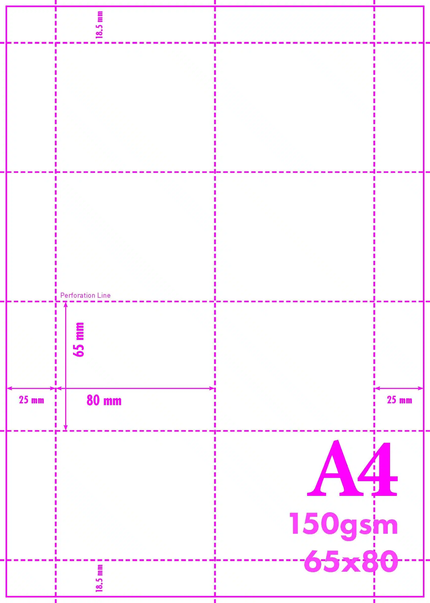 A4-150GSM/2/8s - 150GSM A4 MICRO PERFORATED CARD (Shelf Edge Labels) - VARIOUS PACK SIZES